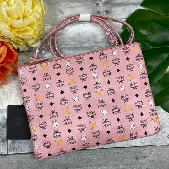 MCM pink bunny pouch crossbody medium bag purse - Picture 1 of 8